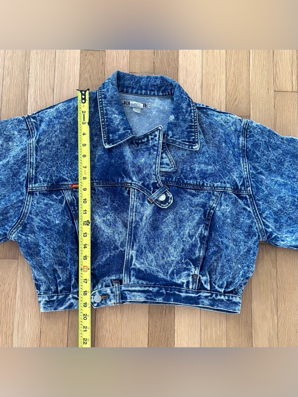 Vintage 80s Jordache Denim Jacket Womens M Avant Garde Acid Wash Crop Asymmetric - Picture 14 of 16